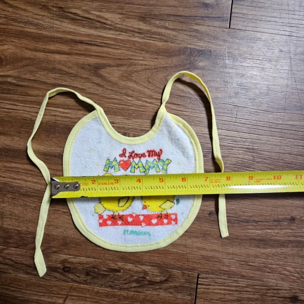 Vintage Playskool I Love My Mommy Graphic Baby Bib Terry‎ Cloth Tie Closure